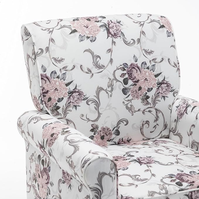 Classic Accent Armchair with Birch Wood Frame and Comfortable Rolled Armrests Arm Chairs for Living Room Bedroom and Office Decor 03 Printed Fabric