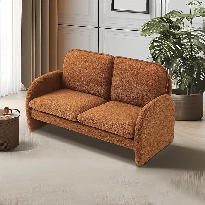 59.05 X 30.7'' Loveseat Sofa Sherpa Lamb Fabric Love Seat Couch Comfy 2 Seater Sofa Upholstered Modern Leisure Loveseat Couches for Bedroom Office Living Room and Apartment