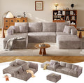 134.6 Modular Sectional Sofa with Deep Seat Boneless U Shaped Corduroy Couch Modern Comfort Cloud Couch Oversized for Living Room No Assembly (Camel)