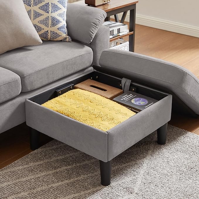 80 Convertible Sectional Sofa Small L Shaped 3 Seat Couch with Reversible Chaise Modern Fabric Sofa Couches for Living Room Apartment and Small Space Light Grey