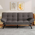 Convertible Futon Sofa BedLinen Futon Couch with Detachable CushionAdjustable Backrest &amp ArmrestModern Small Loveseat Sleeper Recliner for Living RoomOfficeApartmentDark Grey