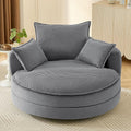Eafurn 57.5 Oversized Swivel Barrel Chair with Dual-Layer Cloud Cushion Modern Corduroy Accent Round Chair for Living Room 360° Rotating Lounge Armchair with 3 Pillows for Bedroom &amp Reading Noo