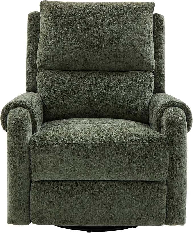 Christopher Knight Home Harper Massage Recliner Chair with 8 Modes Chenille Upholstered Recliner Sofa Swivel Massage Chair with a Side Storage Pocket for Living Room/Bedroom Head Support Green