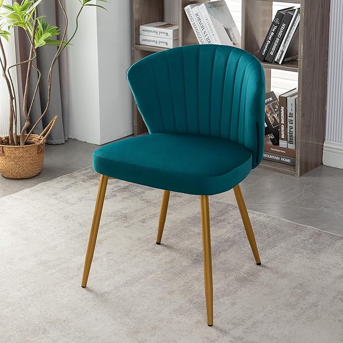 Modern Velvet Accent Chair for Living Room Bedroom Entryway or Small Spaces with Channel-Tufted Design Comfortable and Trendy Armless Seat Greenish Blue