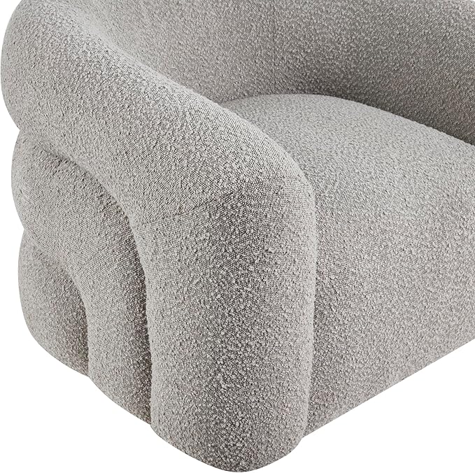 Lexicon Modern Swivel Accent Chair Cozy Boucle Arm Chair with Plush Curved Back Soft Stitching Cushions for Living Room/Bedroom/Office Fully Assembled Gray