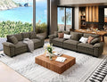 2 Piece Living Room Sofa Furniture Set Oversized Chenille Modular Loveseat and 3-Seat Couch with Pillow Modern 5-Seat Cloud Sectional Deep Seat for Apartment Smoky Grey