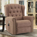 Power Swivel Rocking Glider Recliner Chair Electric Nursery Reclining Sofa Chair with Heat and Massage Wingback Tufted Upholstered Recliner for Living Room USB and Type-C Ports Brown