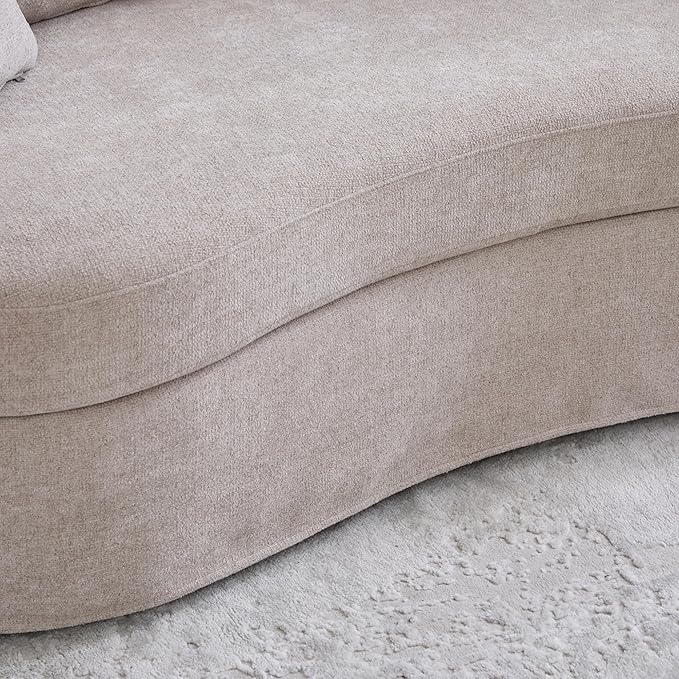 KEIKI 74” Curved Loveseat Sofa Curved Couches with 4 Removable Cushions Modern Luxury Plush Chenille Extra-Deep Seat Sofa for Small Spaces Living Rooms Bedroom Taupe