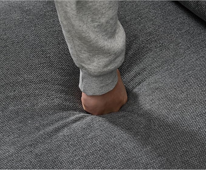 KEIKI 94 L-Shaped Oversized Modular Linen Sectional Sofa with Rolled Arms Cushion Back Modern Style Convertible 5-Seater Corner Couch Easy Assembly for Apartment Living Room Bedroom Dark Gray