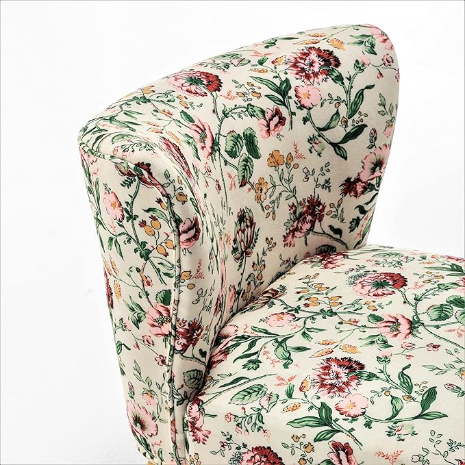 Thia Armless Accent Chair for Living Room Elegant Seat with Nailhead Trim Gold Metal Legs and Comfortable Curved Back 28 D x 25 W x 29.5 H 03 Floral Print