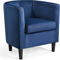 Topeakmart Velvet Club Chair Elegant Style Accent Chair Upholstered Armchair for Living Room Reception Room Bedroom Blue
