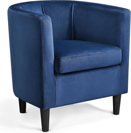 Topeakmart Velvet Club Chair Elegant Style Accent Chair Upholstered Armchair for Living Room Reception Room Bedroom Blue