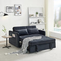 55.5 Velvet Convertible Sofa Bed Pull Out Sleeper Sofa Bed Loveseat Couch with USB Charging Ports 3 in 1 Convertible Sleeper Sofa Bed for Living Room Apartment Bedroom RV Black