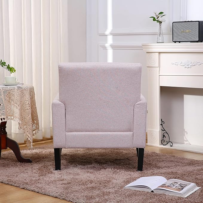 Generic Fabric Accent Chair for Living Room Bedroom Button Tufted Upholstered Comfy Reading Accent Chairs SofaBeige