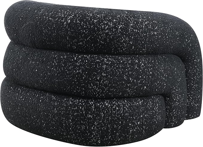 Furniture of America Araina Modern Boucle 37.4-inch Swivel Chair with 360-degree Swivel Base Sculptural Pillow-Like Silhouette for Living Room Office Black