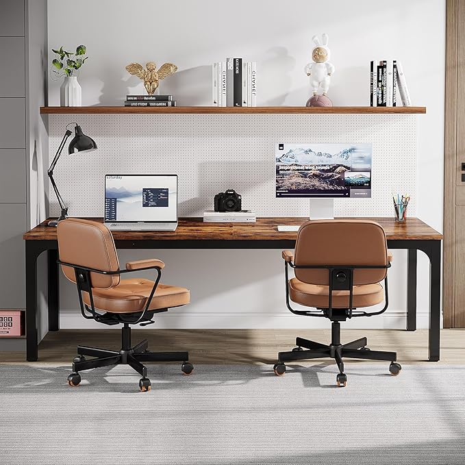 Tribesigns 2-Person Home Office Desk 78.7 Extra Long Computer Desk Double Workstation for Home Office Work Desk for Two People (Rustic Brown)