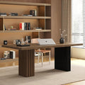 66.9 Modern Executive Office Desk Rectangular Workstation with Heavy-Duty Double Pedestal Wood Grain Finish for Office Home Office Study