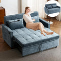 3 in 1 Convertible Sleeper Sofa Bed with Pull-out Bed 61 Chenille Chaise Lounge with 3-level Adjustable Backrest Tufted Loveseat with Phone Holder &amp 2 Soft Pillows for Living Room Apartment Bl