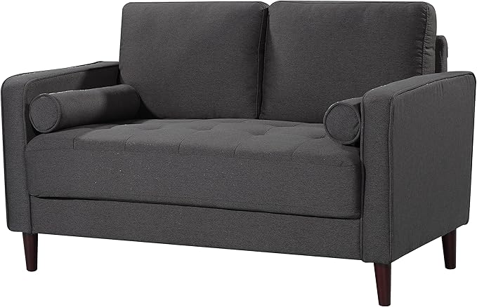 Studio Living® Lexington 52.4 Loveseat Mid-Century Modern Pocket Coil Comfort Easy Assembly Woven Fabric Heather Grey