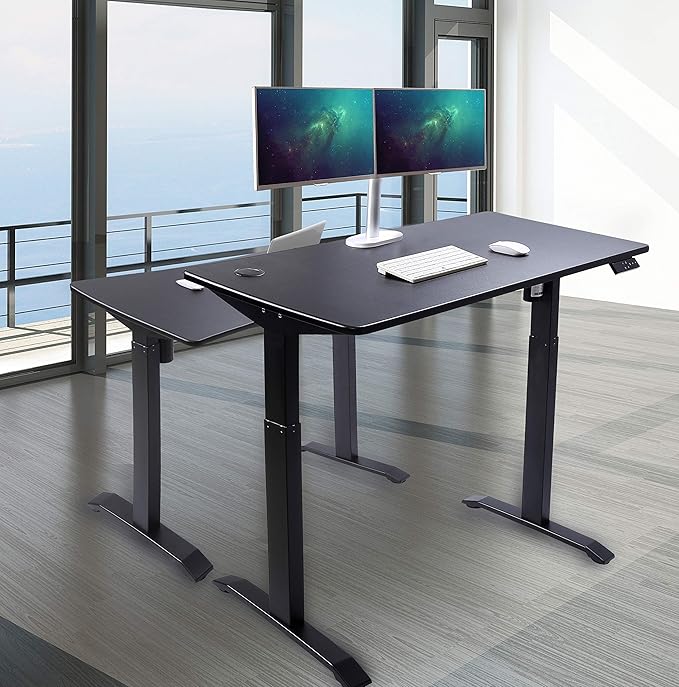 UNICOO Electric Height Adjustable Standing Desk Electric Standing Workstation Sit Stand Home Office Desk Gaming Table Whole-Piece Desktop Board 48 * 24 in (KT1001-BB)