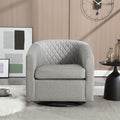Swivel Gilder Chair Modern Round Armchair 360° Swivel Linen Barrel Chair Club Chair for Living Room Bedroom Office (Grey)