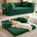 Boneless Couch Folding Couches for Living Room Sofa Futon Sofa Bed with Sleeper Sofa Futon Couch with Fixed-Shape Oversized Corduroy Upholstered (Green 81 Inches)