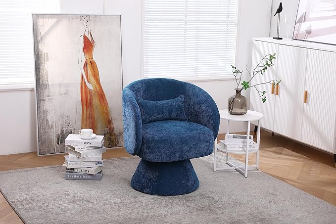 Swivel Accent Chair Armchair Round Barrel Chair in Fabric for Living Room Bedroom(Teal)