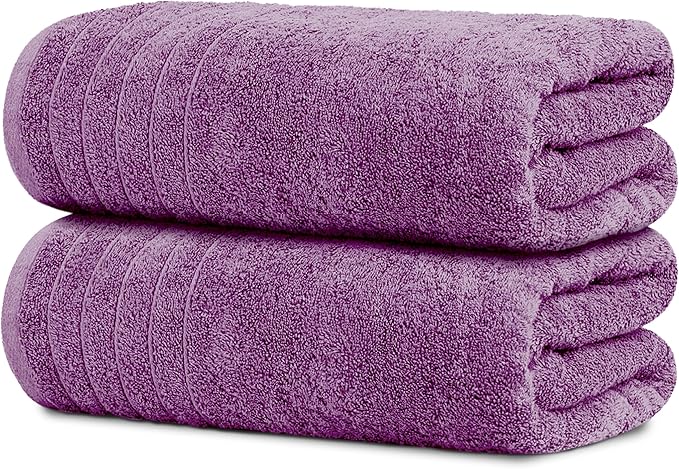 Tens Towels Pack of 2 Extra Large Bath Sheets 35 x 70 Inches 100% Cotton Larger &amp Lighter Weight Quicker to Dry Super Soft &amp Absorbent Oversized Bath Towels Purple