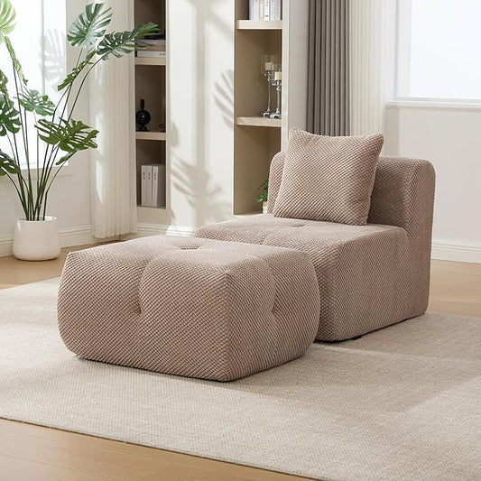 Folding Sofa Bed Convertible Floor Sleeper Chair Comfy Futon Floor Couch 2 in 1 Pull Out Single Boneless Sofa for Living Room Bedroom Removable Ottoman No AssembleTaupe