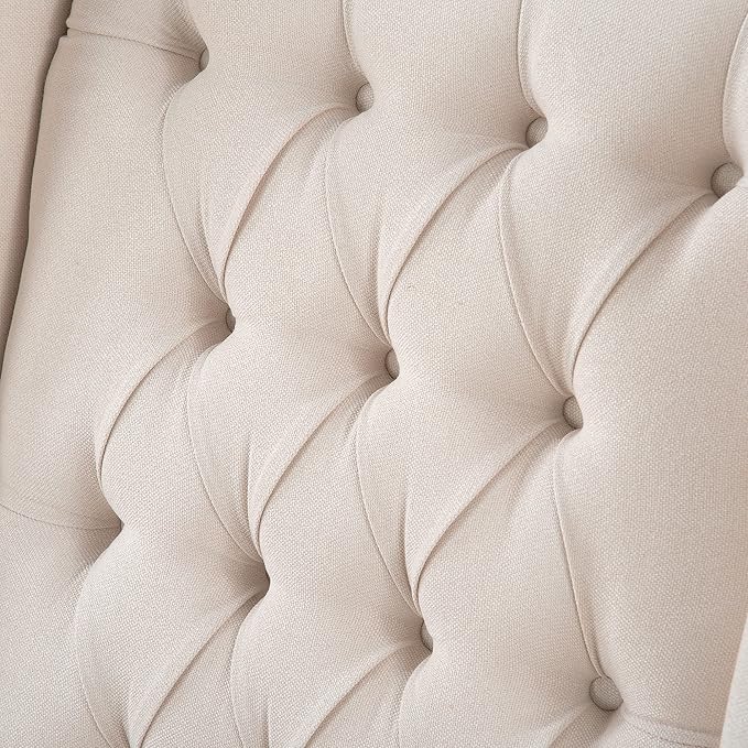 Wingback Recliner Chair Fabric Living Room Chairs Modern High Back Accent Chair Comfy Reading Chair Tufted Wing Back Chairs with Arms for Bedroom Office 27.16 Wide Beige