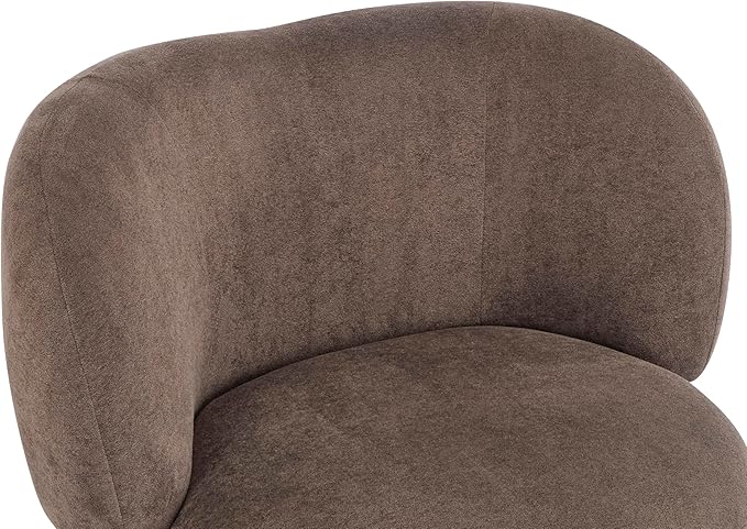 Christopher Knight Home Lily Solid Wood Wingback Accent Chair Fabric Upholstered Club Chair Curved Backrest Single Sofa Comfy Reading Lounge Chair for Living Room Soft Cushion Seating Dark Brown