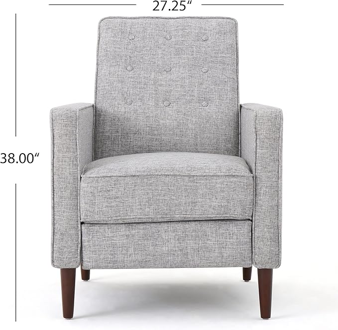 Christopher Knight Home Macedonia Mid Century Modern Tufted Back Fabric Recliner (Light Grey Tweed).