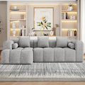 101.2 Sectional Sofa Full-Compressed Modular Couch Free-Combined Sofa with Deep Seating and Two Side Pockets for Living Room Light Grey