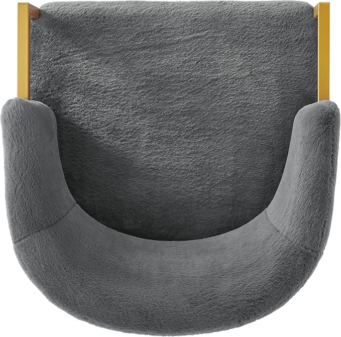 Modern Accent Chair with Gold Metal Frame Cozy Armchair Upholstered Reading Chair with Ergonomic Curved Backrest for Living Room Office (Grey-36)