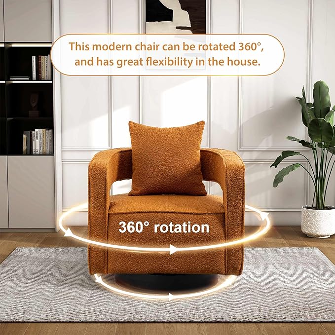 Aoiy &amp Wifon 28.95 W Swivel Accent Chairs for Living Room 360 Degree Swivel Barrel Chair Living Room Accent Chair Boucle Caramel