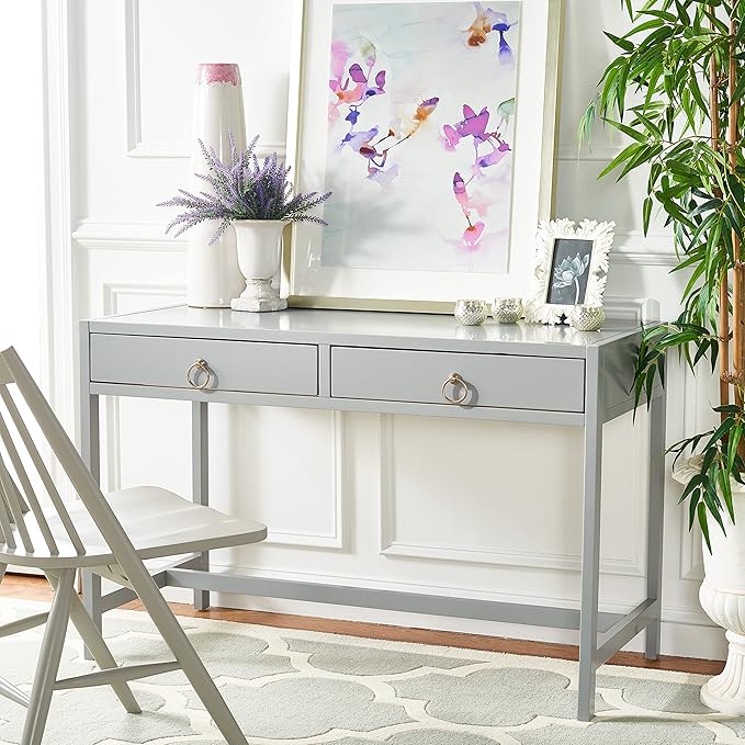 SAFAVIEH Home Collection Esther Grey 2-Drawer Desk