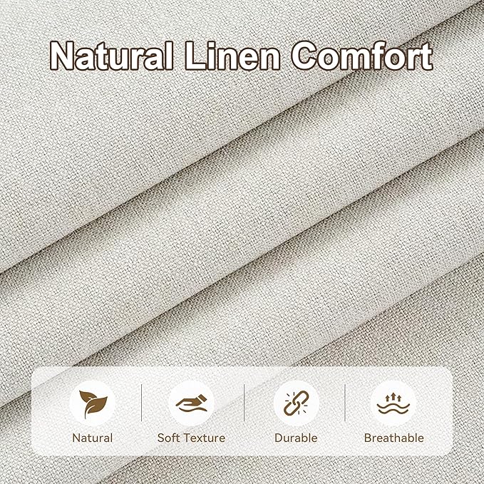 Accent Chair for Living Room Modern Linen Fabric Upholstered Armchair Comfy Reading Chair for Bedroom Mid Century Single Sofa Chair with Solid Wood Legs for Apartment Office Beige