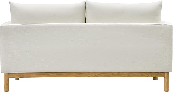 Meridian Furniture 157Cream-L Langham Collection Mid-Century Modern Linen Textured Fabric Upholstered Loveseat Cream Linen Textured Fabric Natural Finish Wood Base 66 W x 33.5 D x 33 H Cream