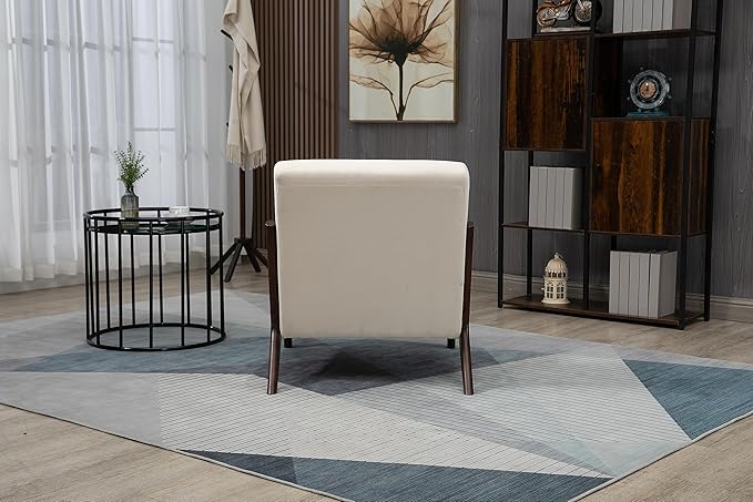 KEIKI Mid Century Modern Accent Chair Scandinavian Style Lounge Chair with Breathable Fabric Perfect for Bedroom or Sunroom