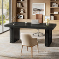 Tribesigns 63 Executive Desk Large Office Computer Desk with Heavy-Duty Legs and Thickened Desktop Elegant Writing Workstation Study Table Conference Table for Office Black