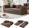 5-in-1 Convertible Sofa Bed | 79 Fixed Frame with High-Resilience Memory Foam Easy Setup | Durable Corduroy Converts to Full Bed Great for Family Living Room (Brown)