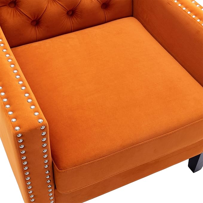 Accent Armchair Living Room Chair with Nailheads and Solid Wood Legs