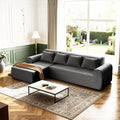 Rengue 105.5 Cloud Boneless Sectional Sofa for Living Room 4-Seater L-Shaped Comfy Couch with Ottoman 4 Pillows Deep Seat Chenille Sofa No Assembly Required (Dark Grey) 72h to Restore