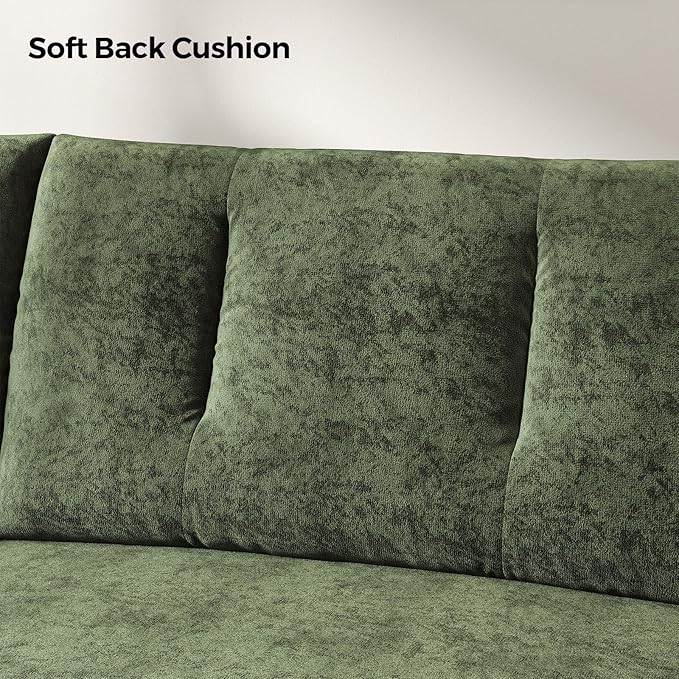 84.5 Inch Loveseat SofaModern Couch and SofaFeather-tip armrest DesignSturdy and Easy InstallationSmall Sofa for Living Room Bedroom Office and ApartmentChenille FabricGreen