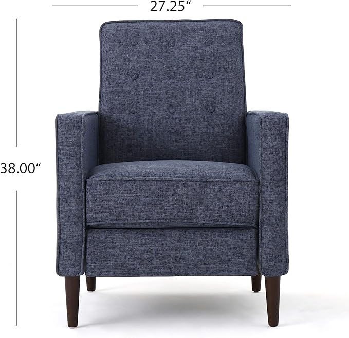 Christopher Knight Home Mervynn Mid-Century Modern Fabric Recliner Dark Blue