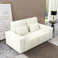 mikibama Modern Corduroy Loveseat 2 Seat Sofa CouchModular Sectional 2 Seater Sofas with PillowsDeep Love Seat Couches with Wide Square Arms for Living Room (Off White Loveseat)