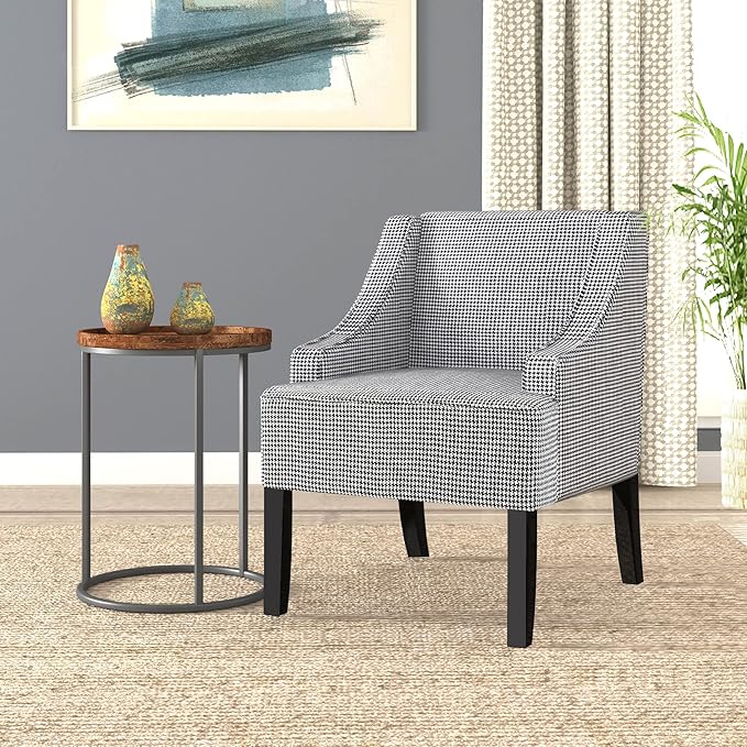 Homepop Home Decor | Upholstered Classic Swoop Arm Accent Chair | Accent Chairs for Living Room &amp Bedroom | Decorative Home Furniture Black and White