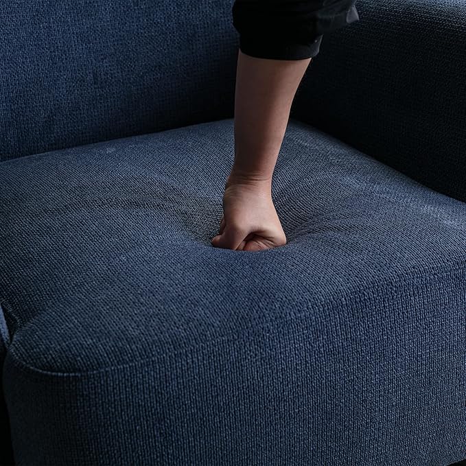 Armchair Modern Accent Sofa Chair with Linen SurfaceLeisure Chair with Solide Wood feet for Living Room Bedroom StudioBlue