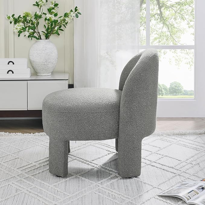 Hoop Gauze Lounge Chair with sof Cushion and backrest Need to be Assembled Suitable for Living room'bedroomldining Room Grey(24.5 28.75 28.75)