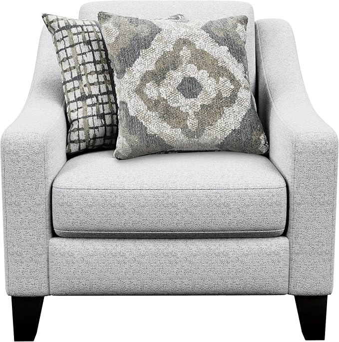 Furniture of America Synter Transitional Polyester 40.5-inch Chair with Sloped Track Arms Loose Back Pillows Reversible Seats for Living Room Off-White